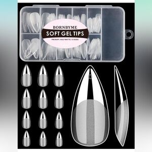 NWT Soft Gel Nail Tips Medium Stiletto, 120PCS Pre Buff Full Cover Shaped